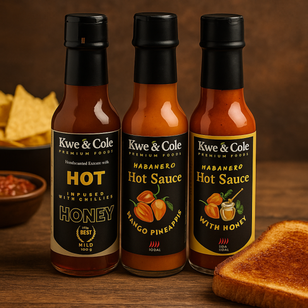 Kwe & Cole Habanero Bundle - 3 Pack Hot Sauce 🔥- Mango Pineapple Habanero, Hot Honey, Habanero with Honey